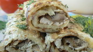 Картофельные рулетики с курицей и грибами