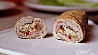 Куриный рулет с сыром и ветчиной