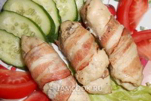 Куриные рулетики в беконе По-милански