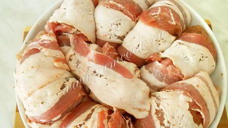 куриные рулетики в беконе по-милански