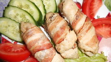 куриные рулетики в беконе по-милански