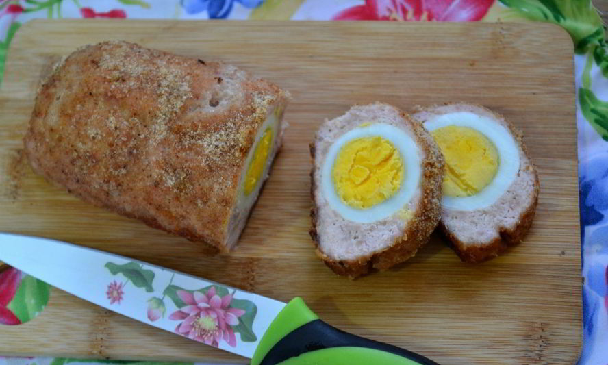 Рецепт мясного рулета из фарша с яйцом