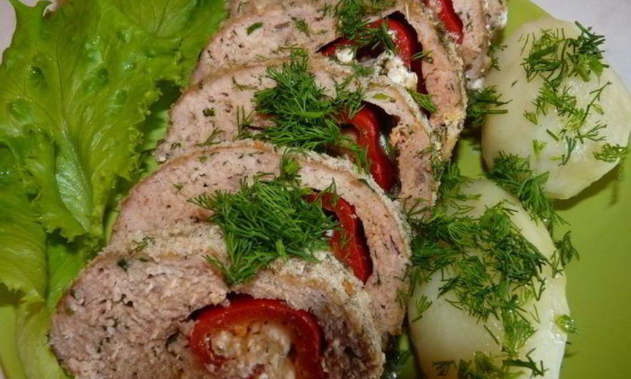 Рецепт мясного рулета с брынзой