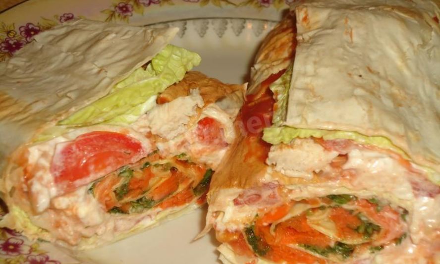 Рецепт рулета из лаваша с корейской морковкой
