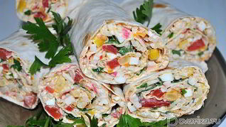Рулет из лаваша с крабовой начинкой