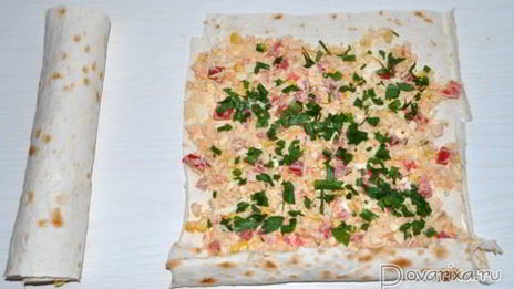 рулет из лаваша с крабовой начинкой