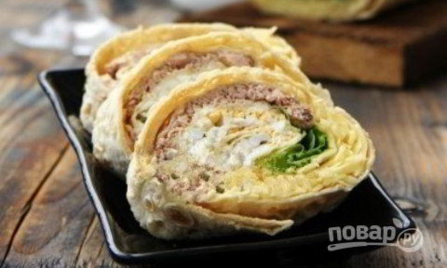 Рецепт рулета из лаваша с печенью трески