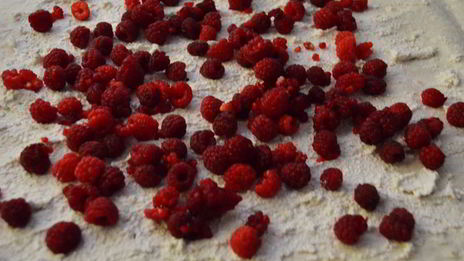 рулет из лаваша с творогом и малиной