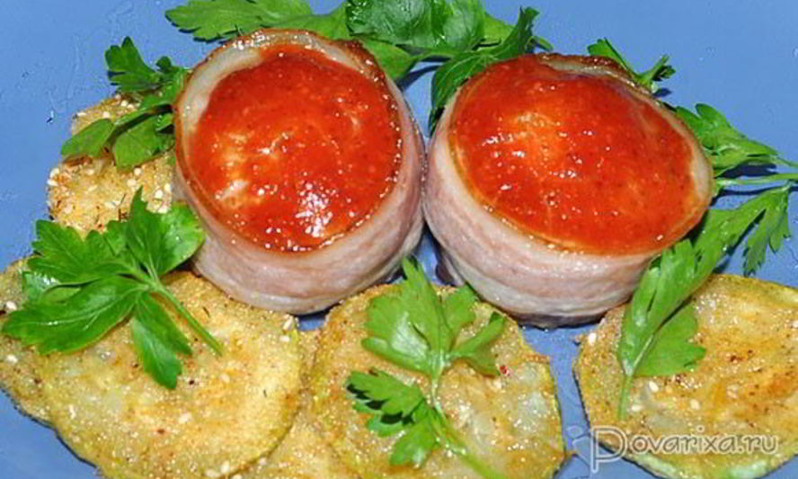 Рецепт рулетиков из фарша в беконе