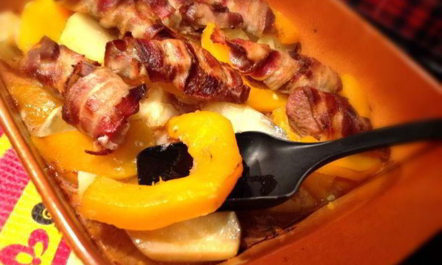 Рецепт рулетиков из индейки, запеченные с тыквой