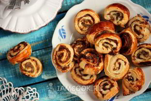 Слоеные рулетики с мясным фаршем