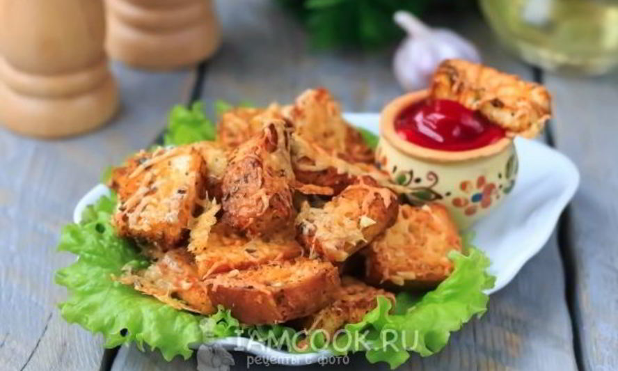 Рецепт сухариков с сыром в духовке