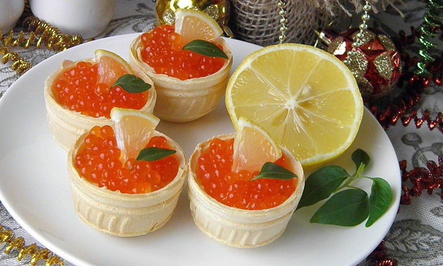 Рецепт тарталеток с красной икрой