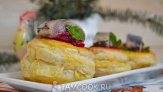 Волованы со свеклой и сельдью