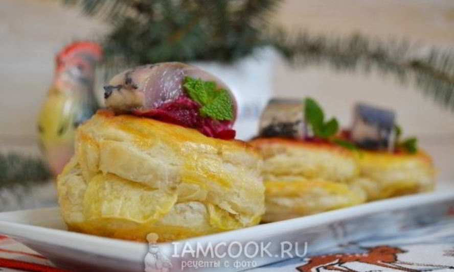 Рецепт волованов со свеклой и сельдью