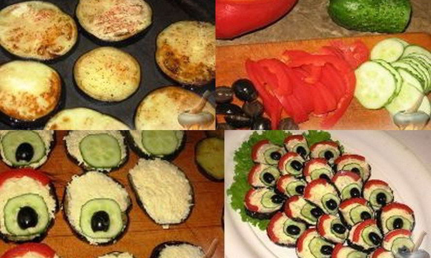 Рецепт закуски из баклажанов, огурца и сладкого перца