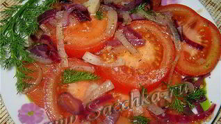 Закуска из маринованных помидор