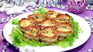 Закуска Шампиньоны в беконе