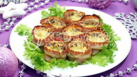 закуска шампиньоны в беконе
